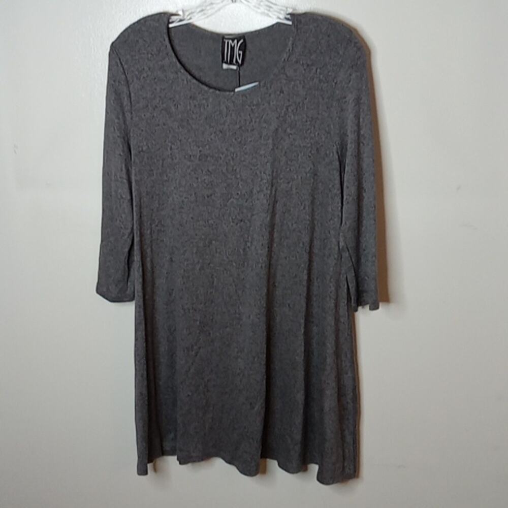 NWT TMG New York Women's 3/4 sleeve Gray XL knit Tunic. Boho, Casual.